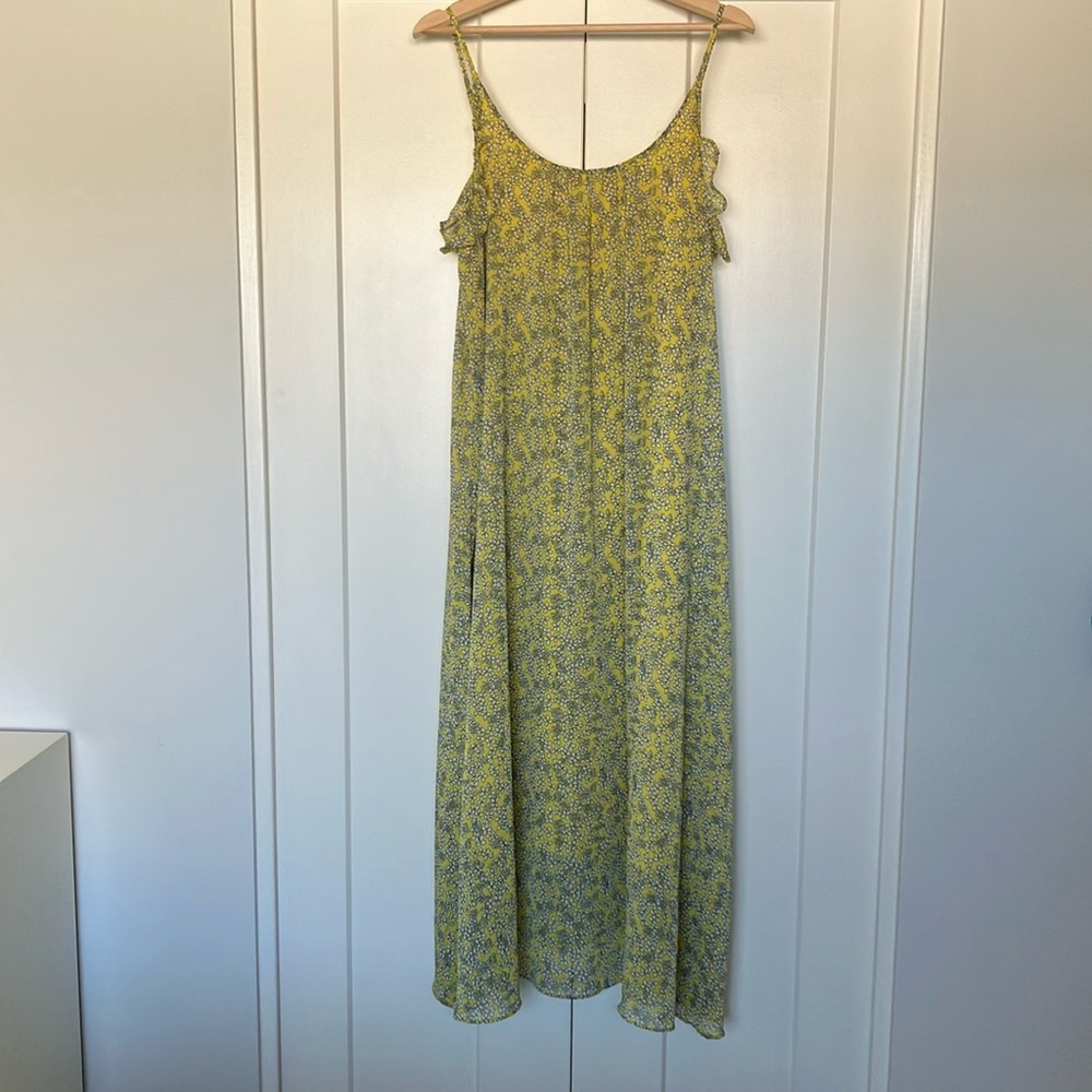 Who What Wear Yellow Floral Maxi Dress Adjustable Spaghetti Straps Women’s M